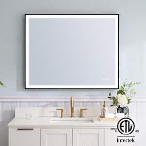 40 in. W x 32 in. H Rectangular Heavy Duty Framed Wall Mount LED Bathroom Vanity Mirror with Light, Anti-Fog, Plug,Black