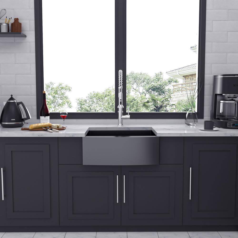 33'' Gunmetal Black Stainless Steel Farmhouse Apron Sink