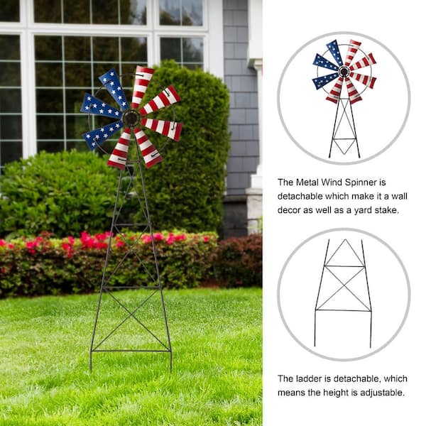 Set of 5 Colorful Bright Flower Spinners Stakes Garden Lawn Yard Ornament 25"H 
