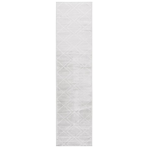 Carter Rugs Geometric SAFAVIEH Carter 2 ft. x 8 ft. Gray/Light Gray Geometric Diamond Runner ...