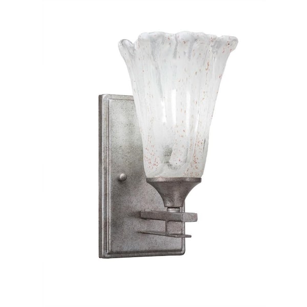Unbranded Ontario 5.5 in. 1 Light Wall Sconce Aged Silver 5.5 in. Fluted Italian Ice Crystal Glass Shade