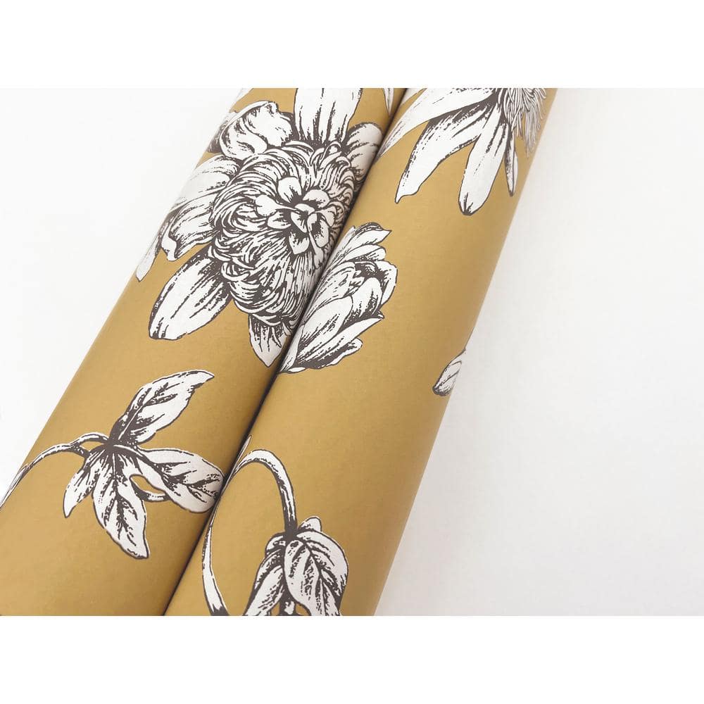 Golden Harvest Passion Flower Toile Floral Wallpaper