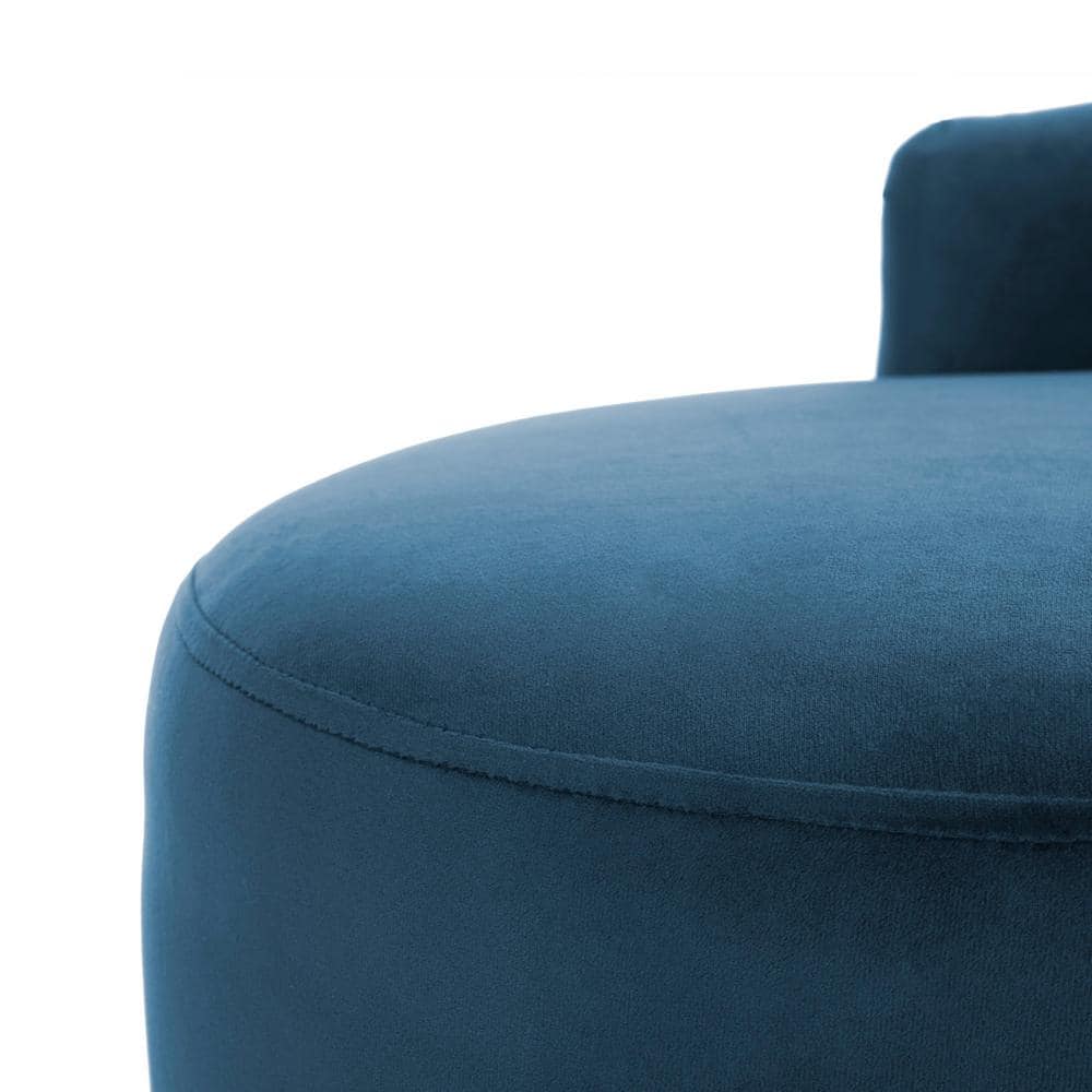 Navy Velvet Left Arm Settee with Black Metal Legs