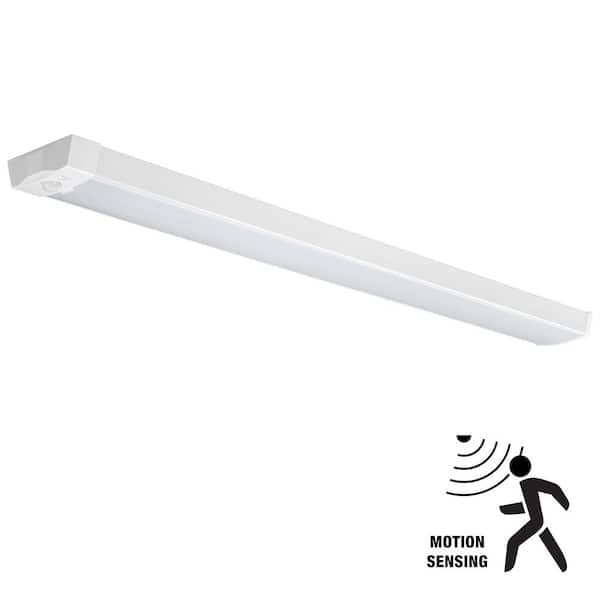 Commercial Electric 4 ft. 64W Equivalent Motion Sensing Integrated LED White Strip Light Fixture 3600 Lumens 4000K Bright White (4-Pack)
