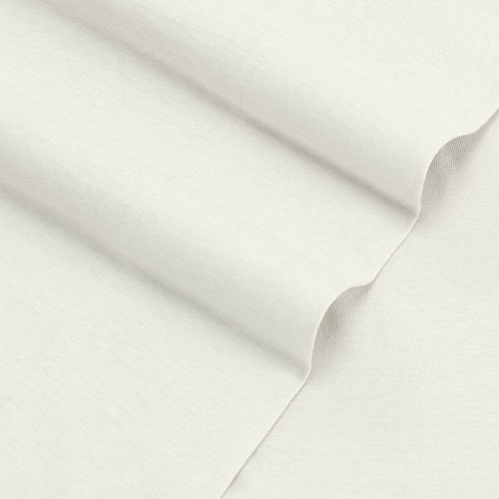 Queen White Jersey Knit Polyester Sheet Set