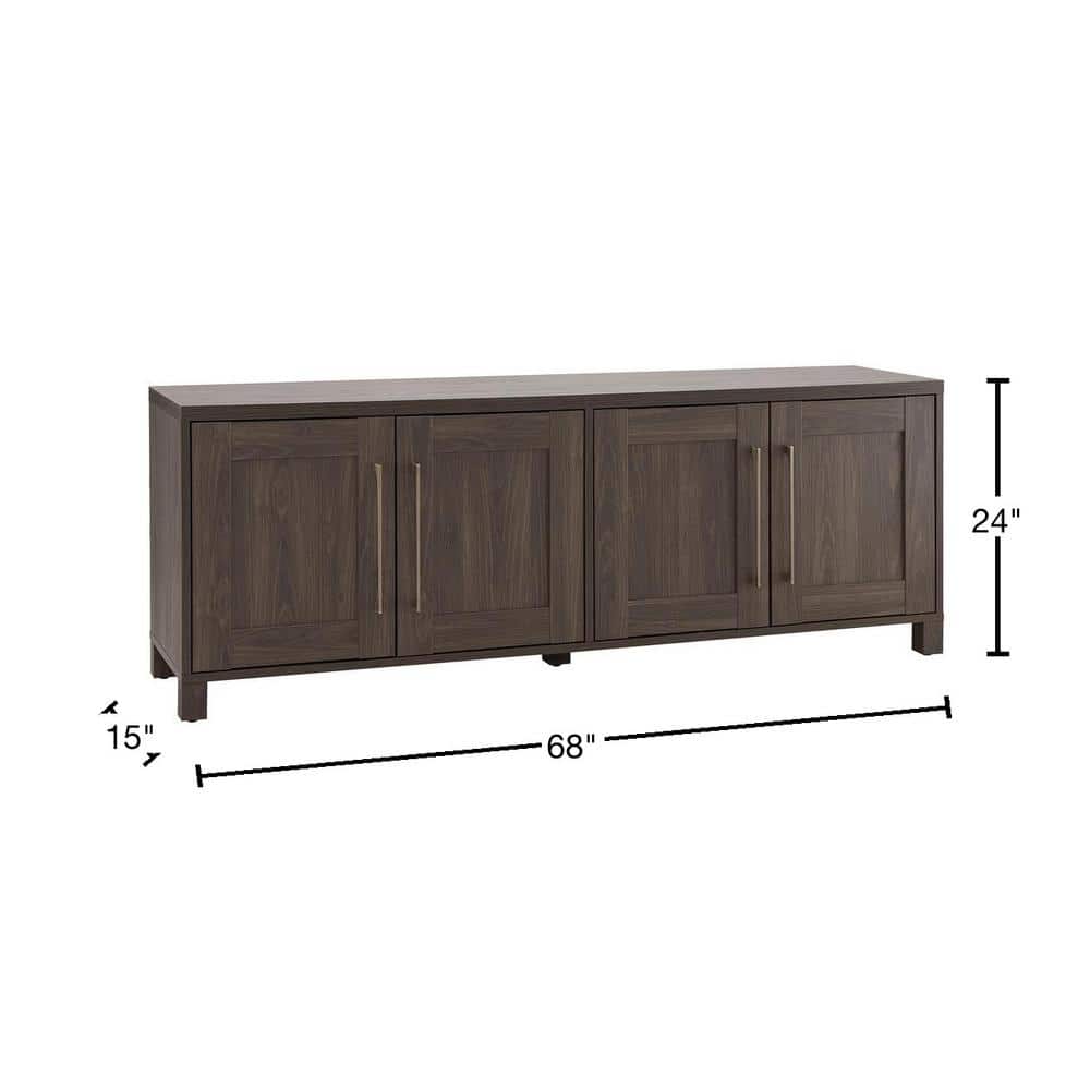 Alder Brown Transitional 68'' TV Stand with Brass Hardware