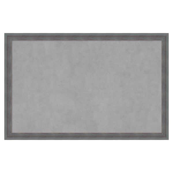 Amanti Art Dixie Grey Rustic 34 in. x 22 in. Framed Magnetic Board