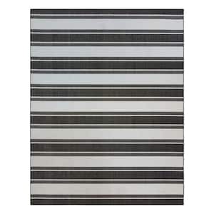 Paseo Castro Black 8 ft. x 10 ft. Striped Indoor/Outdoor Area Rug