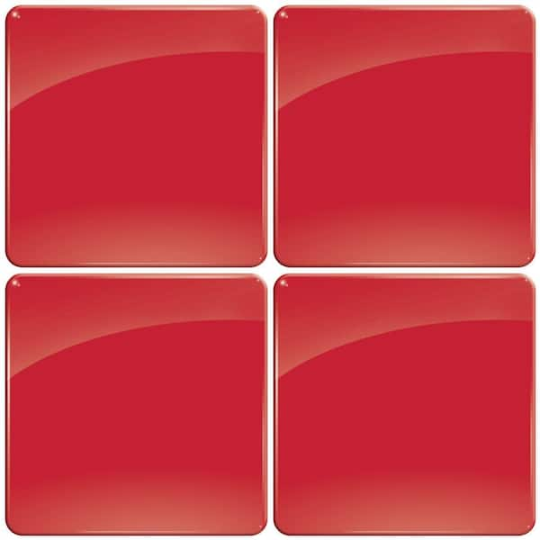 smart tiles 3-11/16 in. x 3-11/16 in. Pomodoro with Round Corners Gel Tile Decorative Wall Tile (4-Pack)-DISCONTINUED