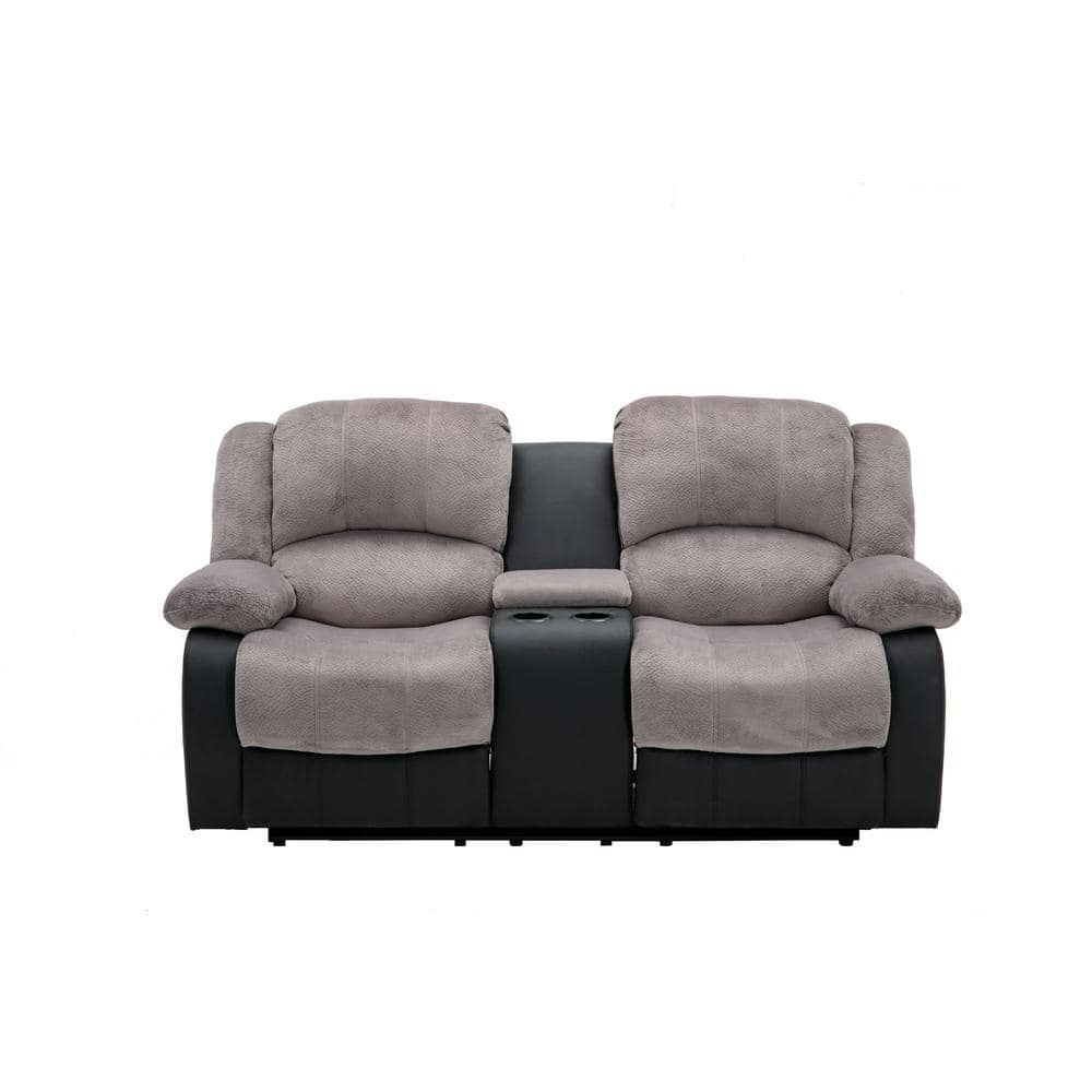 Nathaniel Home Fabric Chair Reclining Sofa with Soft Thick Cushion Blue Grey - 72007-91DG