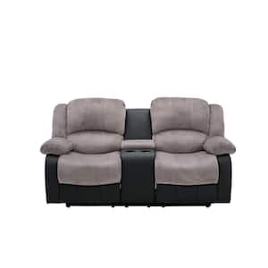 Champion 76 in. Gray Microfiber 2-Seater Reclining Loveseat with Cupholders
