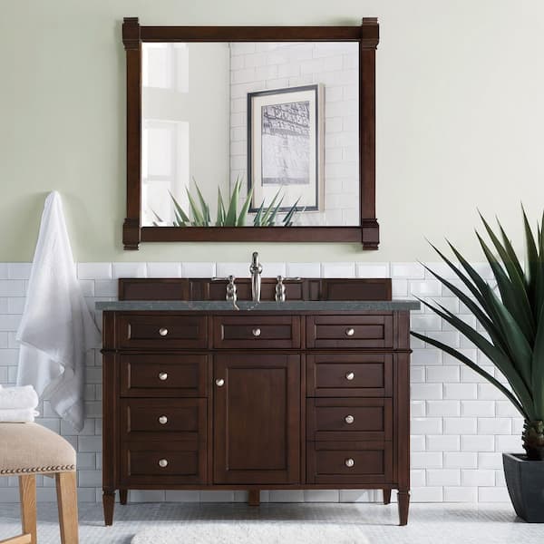 Brittany 48.0 in. W x 23.5 in. D x 34.0 in. H Single Bath Vanity in Burnished Mahogany with Parisien Bleu Quartz Top