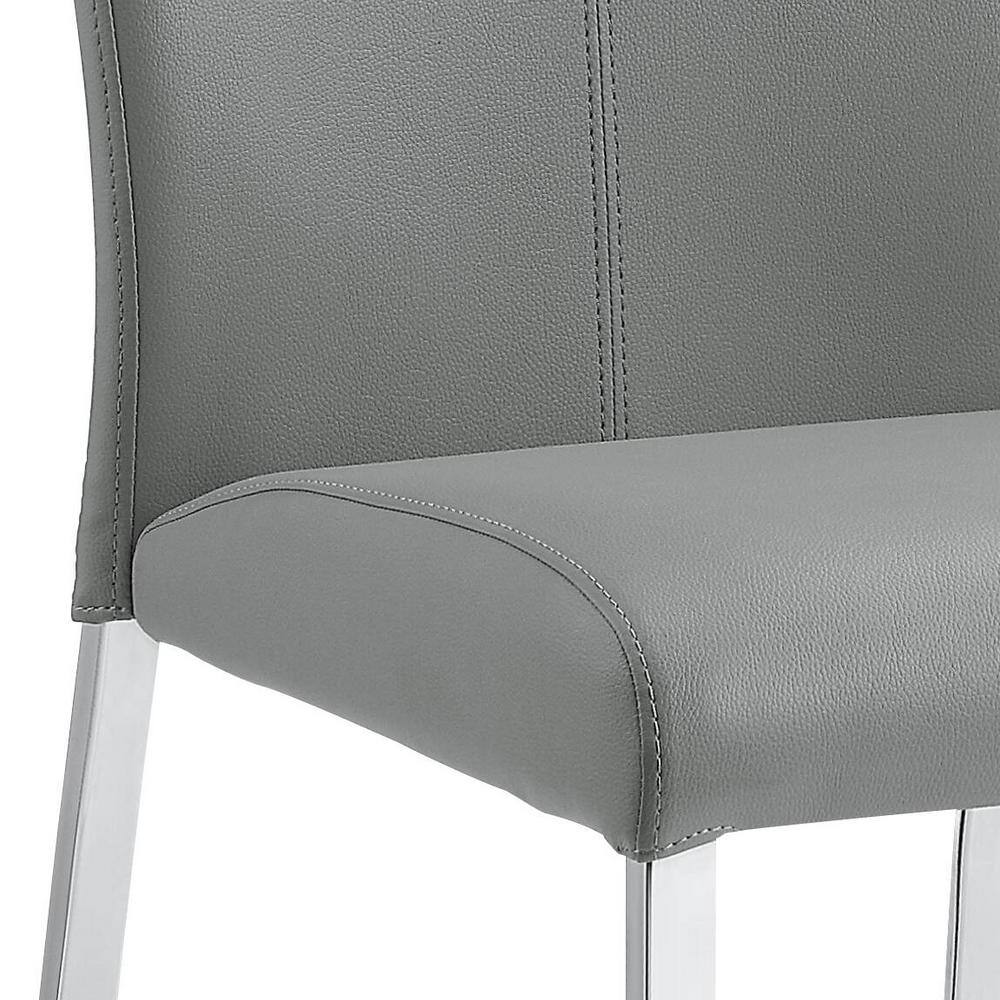 Gray Faux Leather Upholstered Side Chair with Chrome Metal Legs