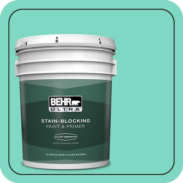 BEHR ULTRA 5 gal. #480A-3 Mint Majesty Extra Durable Semi-Gloss Enamel Interior Paint & Primer