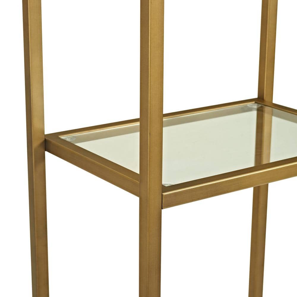 Elegant Antique Gold 79" Narrow Etagere with Tempered Glass Shelves