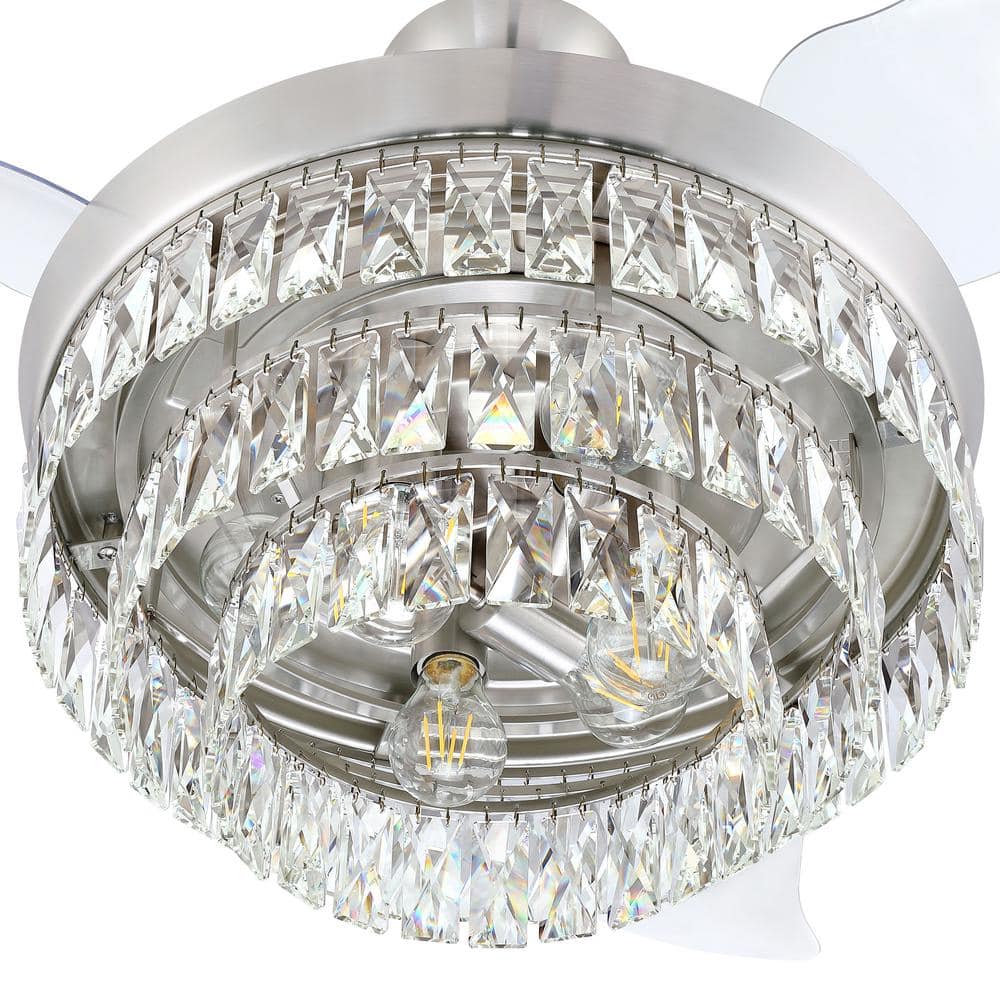 Sofia 42" Brushed Nickel Ceiling Fan with Clear Acrylic Blades and LED Light