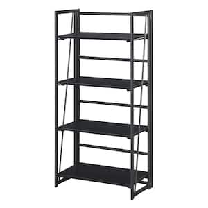 Xtra 49.5 in. Black/Black Metal 4 -Shelf Standard Bookcase with Folding Sides