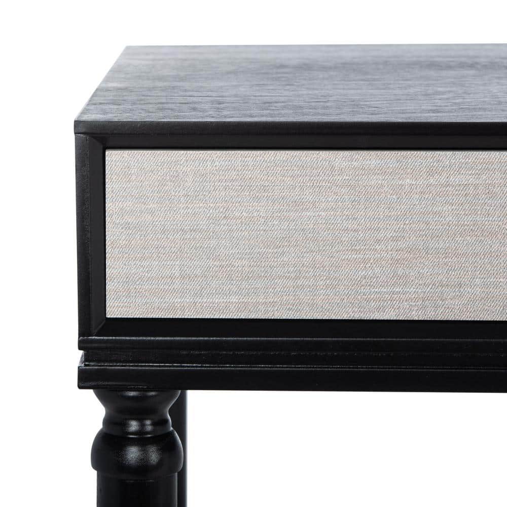 Estella Chic Black and Natural Wood Writing Desk with Gold Accents