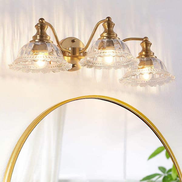 Lasaideal 24 in. 3-Light Gold Classic Traditional Bathroom Vanity Light Fixture with Clear Glass Shades