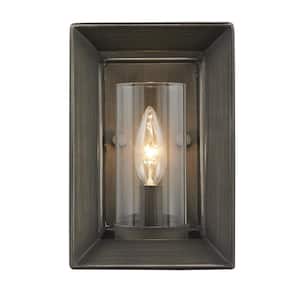 Smyth 1-Light Gunmetal Bronze with Clear Glass Wall Sconce