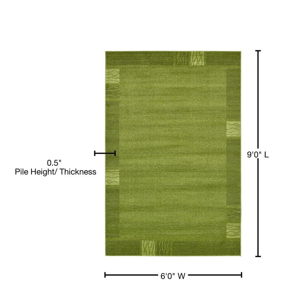 Green Geometric Tufted Washable 6' x 9' Area Rug