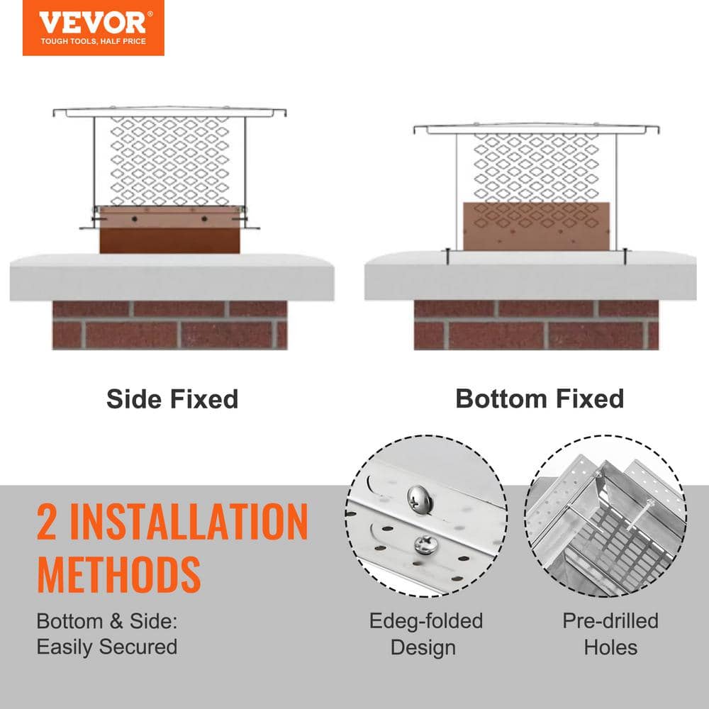 Silver Stainless Steel Square Chimney Cap with Mesh Cover