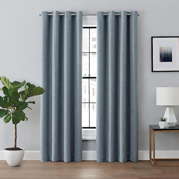 Brookstone Renwick Ink Polyester Solid 50 in. W x 63 in. L Thermal Grommet Blackout Curtain