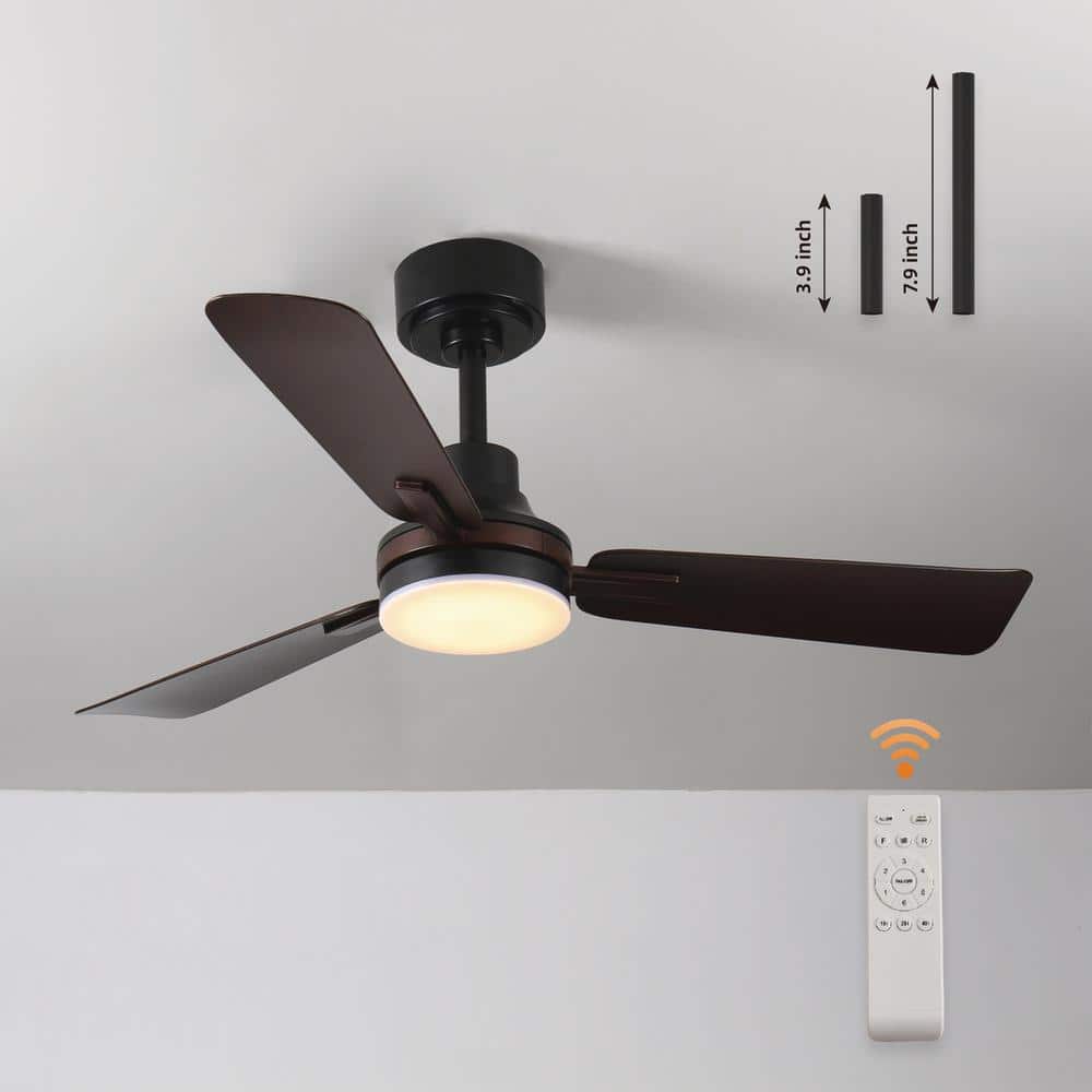 42 in. Smart Indoor Black Ceiling Fan with 3-Colors LED Light and DC Revers