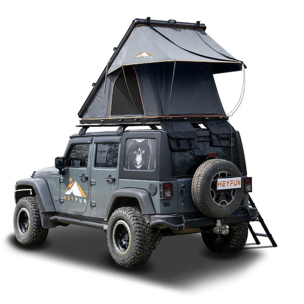 Cesicia 4.3 ft. x 7 ft. Gray Adventurer Rooftop Tent for Jeep with Luggage Racks and Replaceable Rain Flies