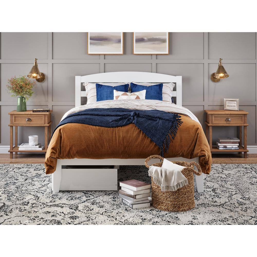 Mission Queen Platform Bed with Storage Drawers and Wood Headboard