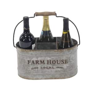 6- Bottle Gray Galvanized Farm House Wine Holder