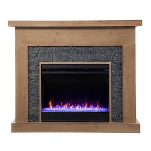 Standlon 45 in. Freestanding Faux Stone Electric Fireplace in Natural