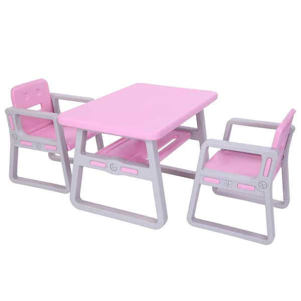 Outo 3 Piece Rectangle Plastic Top Pink Kids Table And Chairs Set 303010603545 Outo 3 Piece Rectangle Plastic Top, Best Table And Chair For 2 Year Old