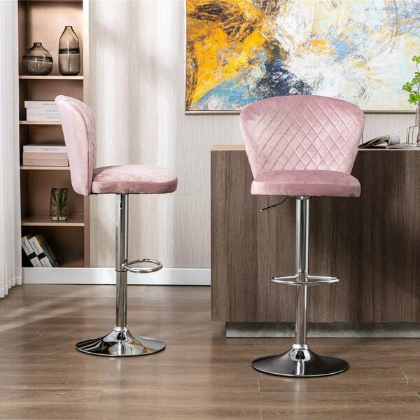 pink fabric bar stools