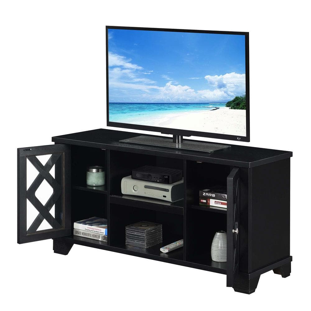 Gateway 48" Black Wood TV Stand with Cabinet Storage