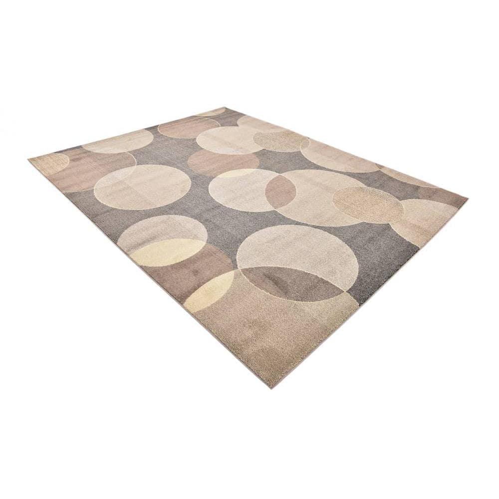 Chromatic Abstract Gray and Off-White 8' x 10' Area Rug