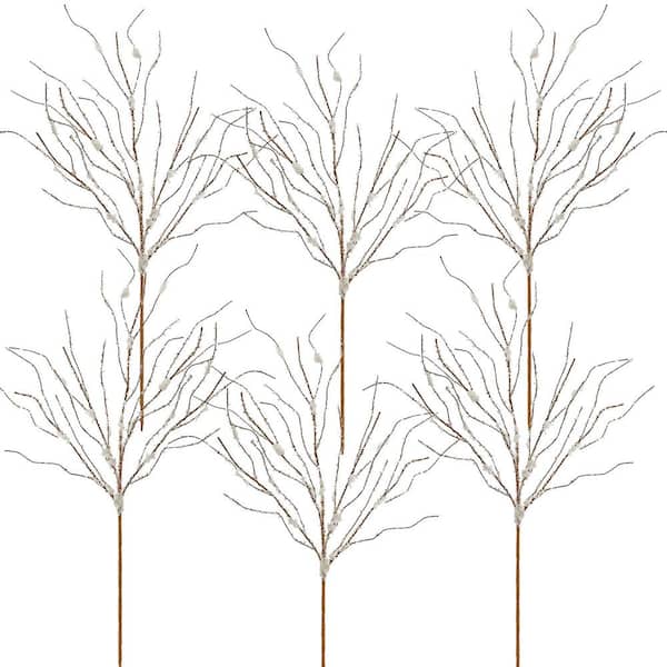 A & B Home 34" Snowy Berry/Twig Sprays - Set of 6 - White