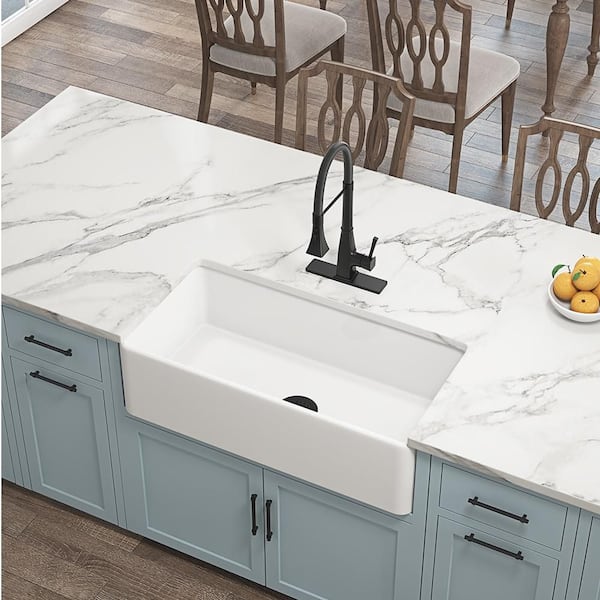 36 in. L x 18 in. W Farmhouse Ceramic Single Undermount Sink Deep Apron Front White
