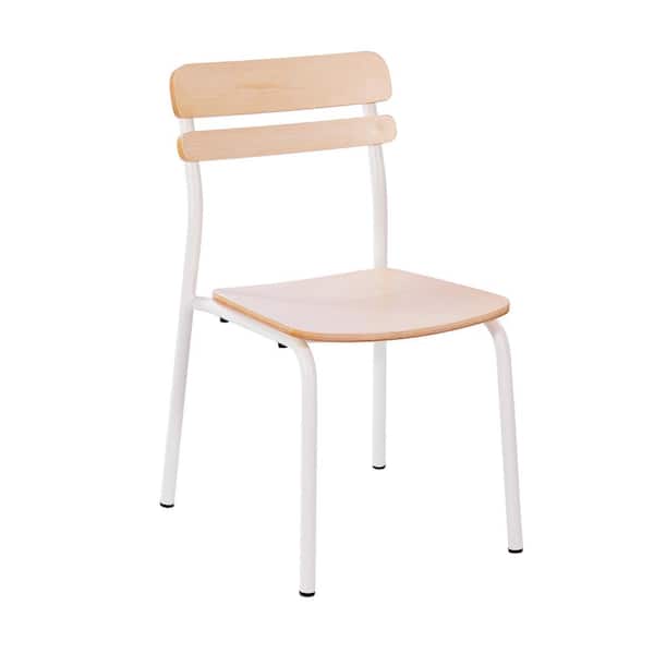 Carnegy Avenue Cyprus Commercial Grade Solid Wood Dining Chair with White Metal Frame and Antique White Finish