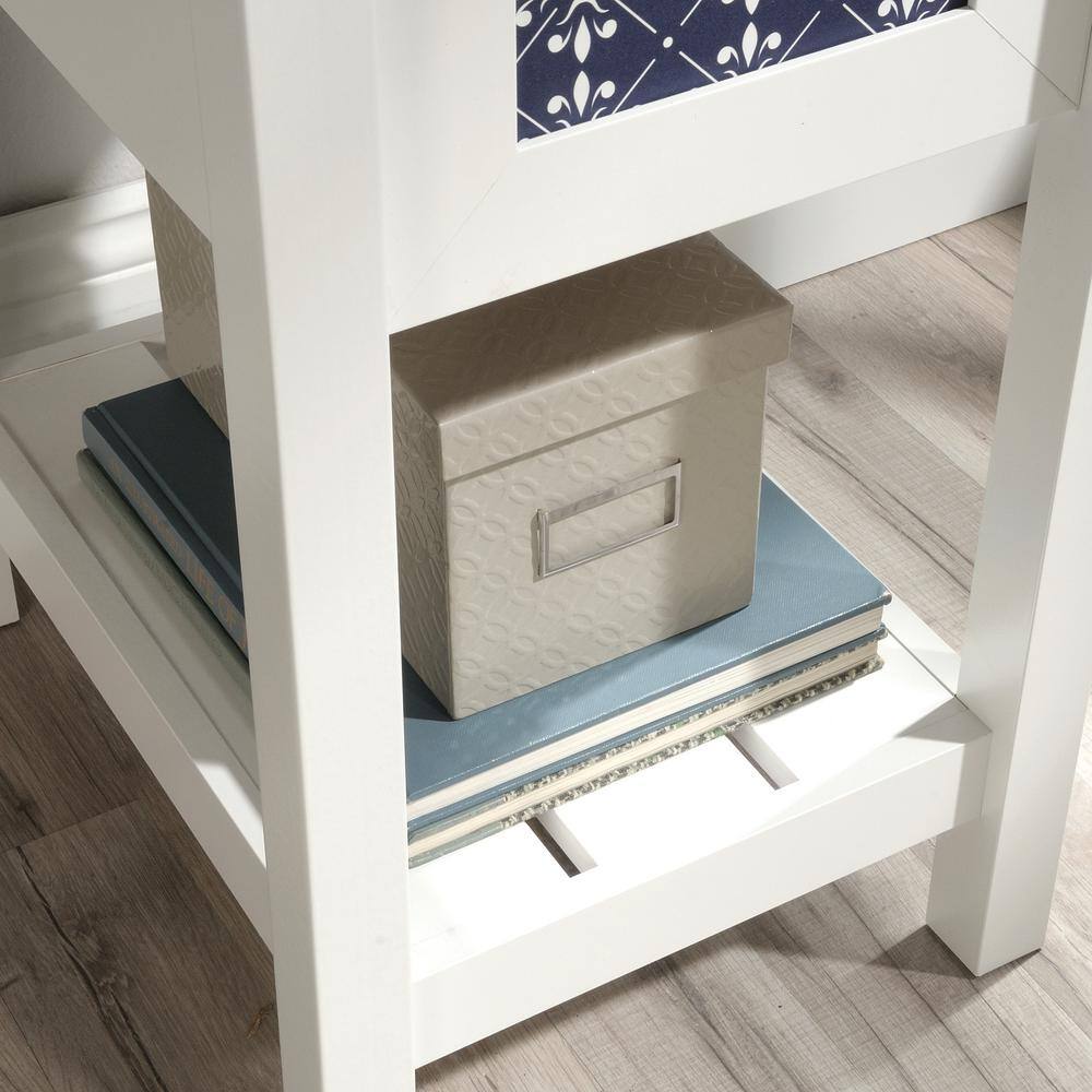 Cottage Road Soft White Engineered Wood Desk with Drawer and Filing Cabinet