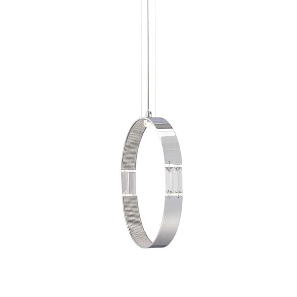 Eurofase Glade Collection 1-Light Medium Ring Chrome LED Pendant