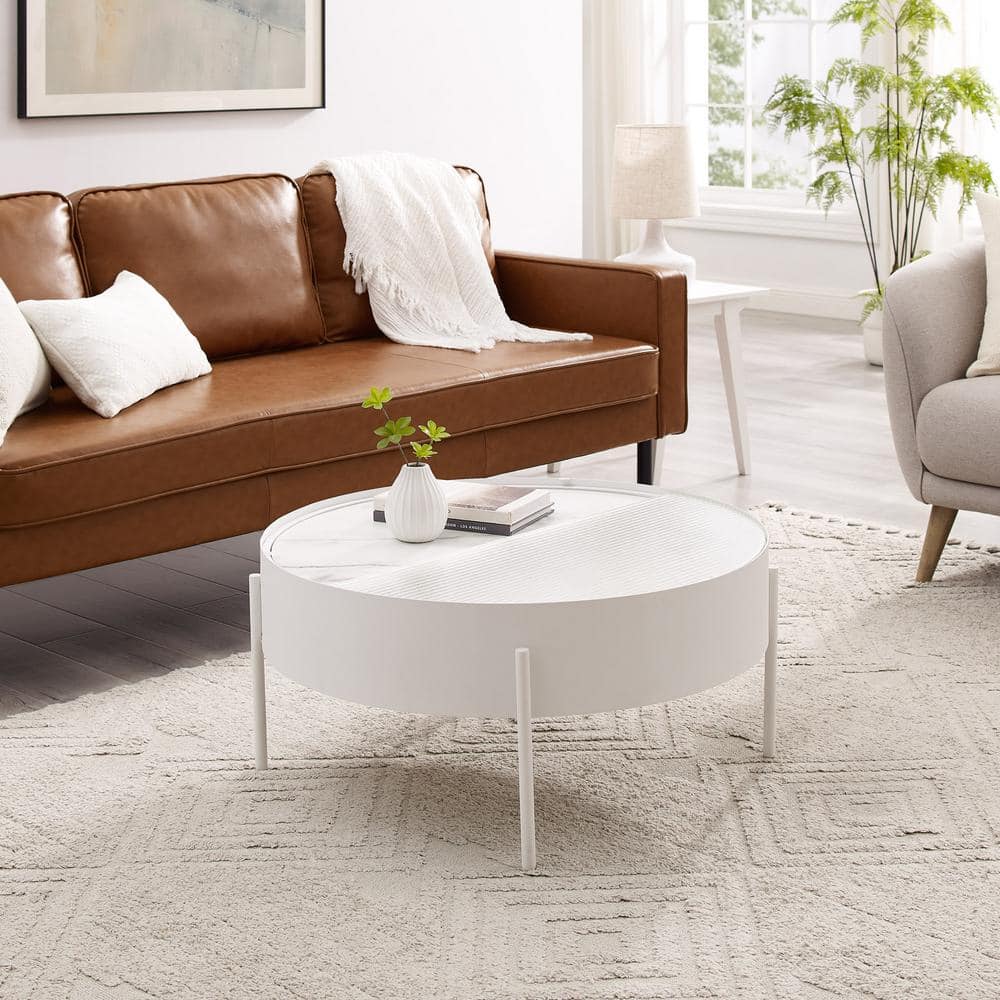 Walker Edison Furniture Company 33 in. White/Faux Calcutta