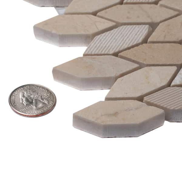 Apollo Tile Beige 11.8 in. x 12 in. Leaf Polished and Etched