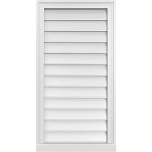 20 in. x 38 in. Vertical Surface Mount PVC Gable Vent: Decorative with Brickmould Sill Frame