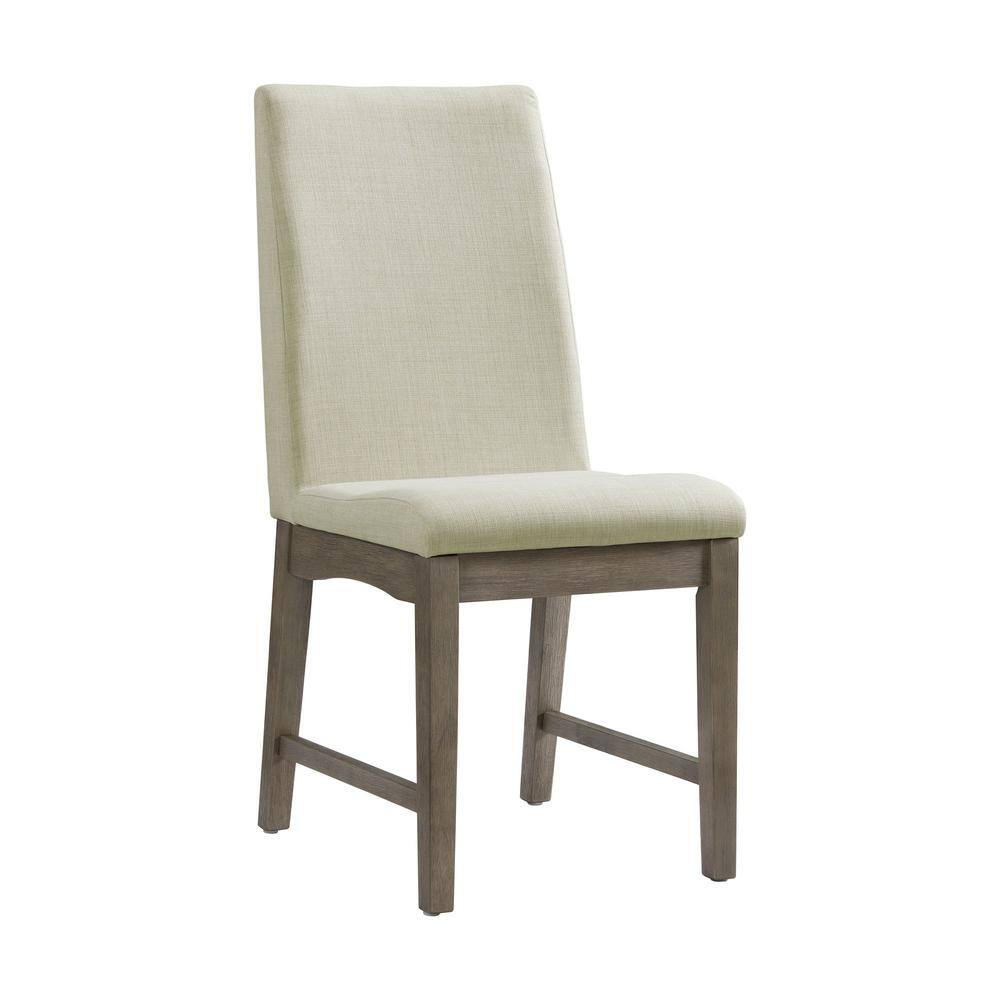 Gray Upholstered Transitional Side Chair with Wood Frame