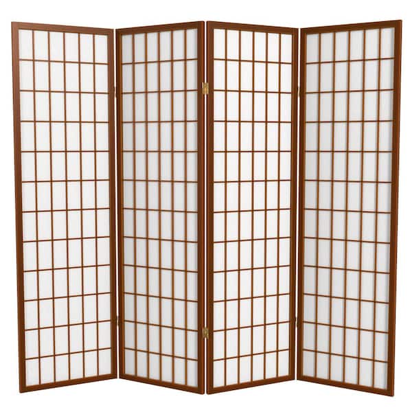 RED LANTERN 5 ft. Walnut 4-Panel Room Divider