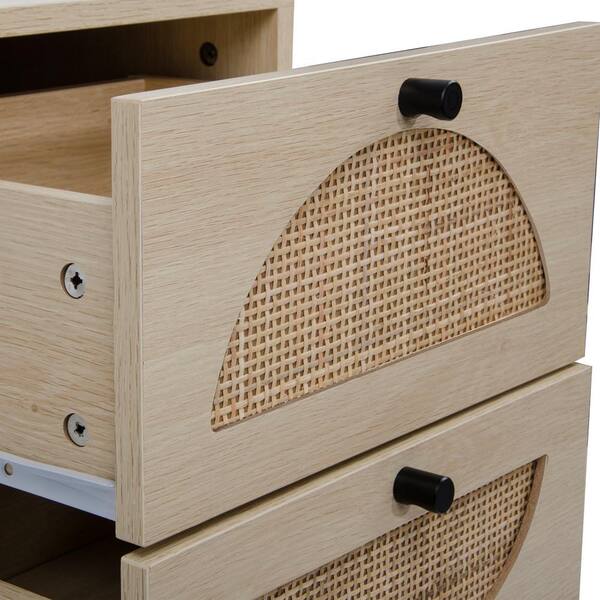  Angel Sar Rattan Shoe Cabinet with 2 Flip Drawers