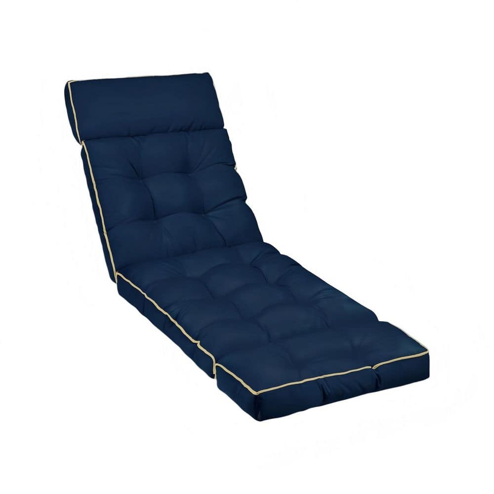 Memory Foam Outdoor Chaise Lounge Cushion, Patio Replacement Chair Cushion with Ties, Oxford Blue 74 x 22 x 4 in. price history on PriceWatchPro