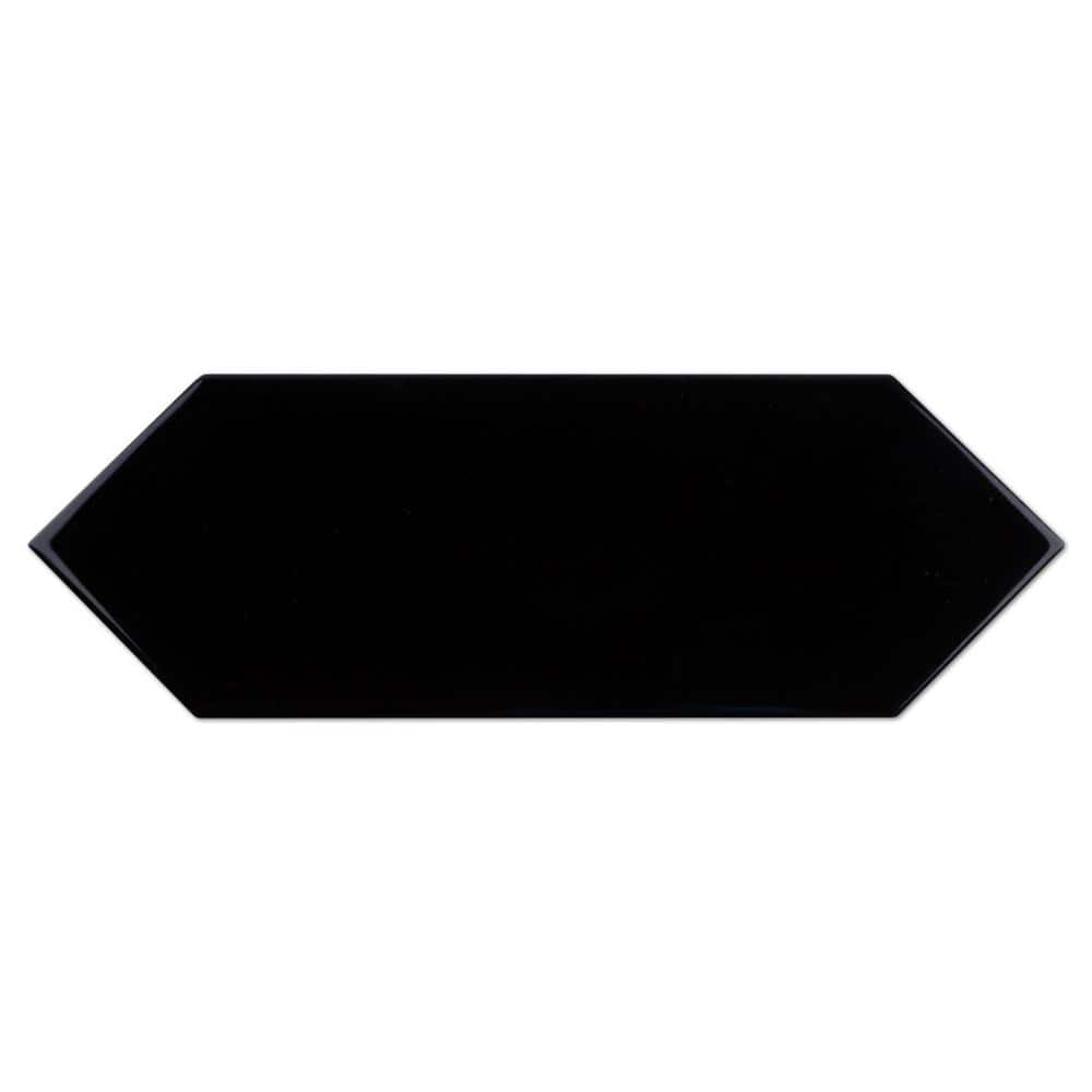 Taylor Black Polished Ceramic Picket Wall Tile 4x12