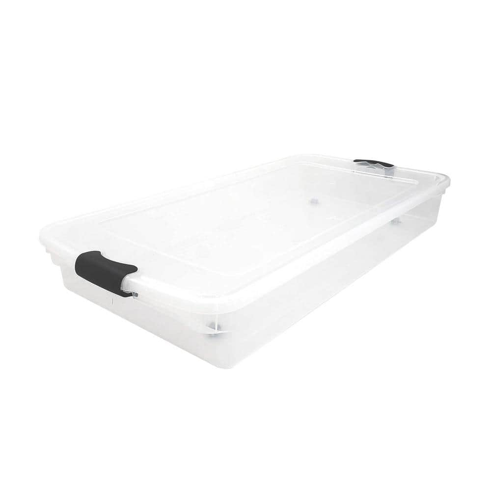 Large 9 x 6 x 6.5 Bathroom Organizer Bin with Handles Clear - Brightroom™